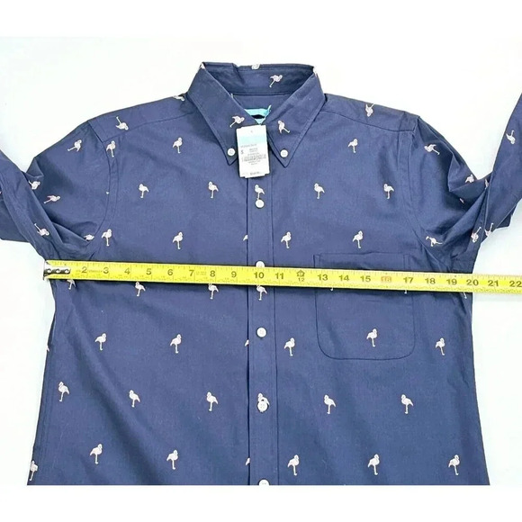J. Mclaughlin Modern Fit Size Small Men Mavy Pink Flamindo Button Down Shirt NWT - Picture 3 of 10